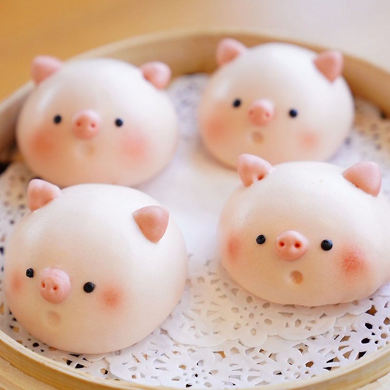 Meiji steamed buns, pigs, pigs, live bacteria, pig cabbage-shaped buns, a box of 6 - อื่นๆ - วัสดุอื่นๆ 