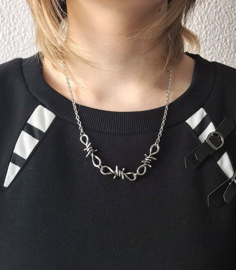 有刺鉄線ネックレス/シルバー/Fサイズ/hellcatpunks/hcp-ac-0137 - 項鍊 - 銅/黃銅 銀色