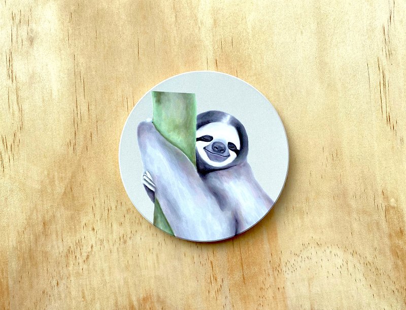 Sloth-Ceramic Absorbent Coasters - Coasters - Pottery White