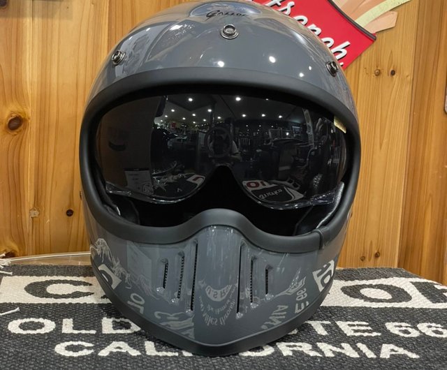 台湾製フルフェイスヘルメットM2-ミラー付きセメントグレー 台湾製フルフェイスヘルメットM2-ミラー付きセメントグレー