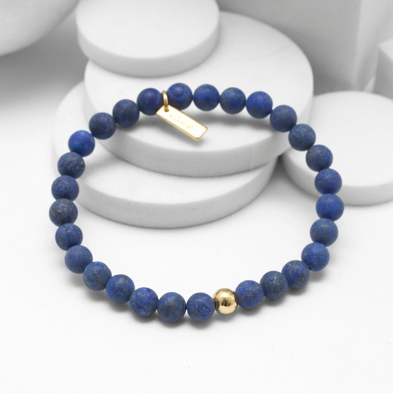 Recovery matte 6mm beaded bracelet (lapis lazuli) - สร้อยข้อมือ - วัสดุอื่นๆ สีน้ำเงิน
