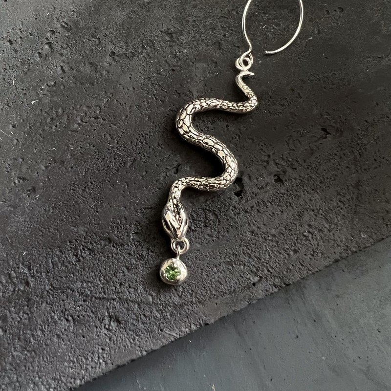 Serpent sterling silver earrings - Earrings & Clip-ons - Sterling Silver Silver