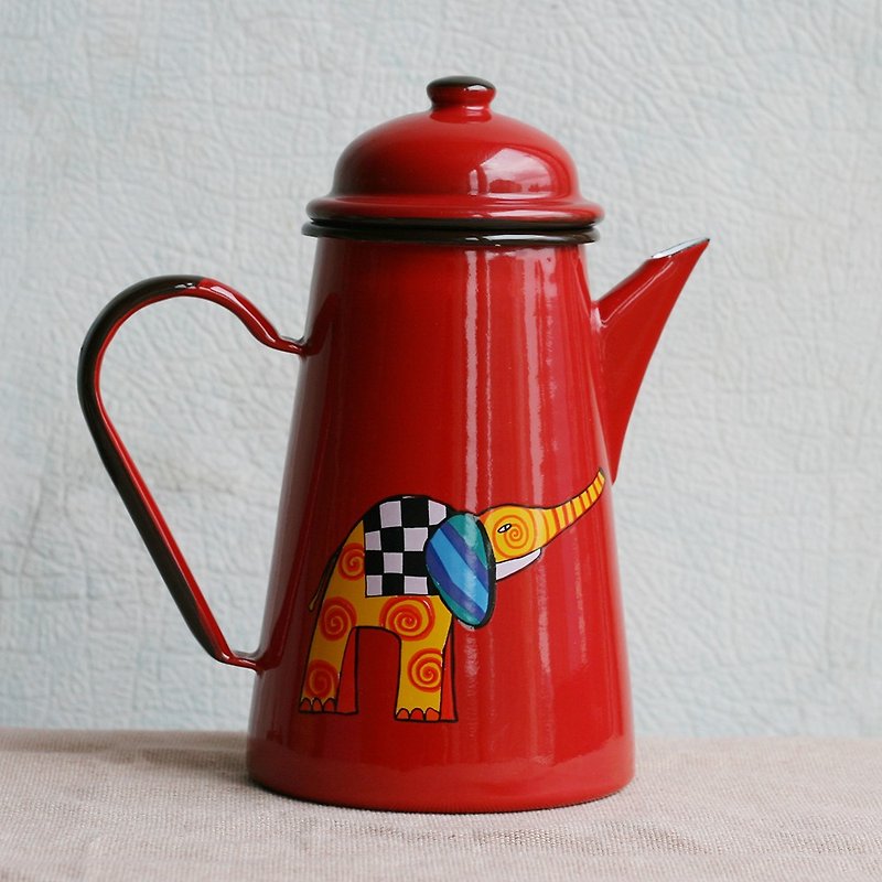 Smaltum布拉格 琺瑯咖啡壺 彩色愛樂芬 茄紅 (FDN000540) - 咖啡壺/咖啡周邊 - 琺瑯 紅色