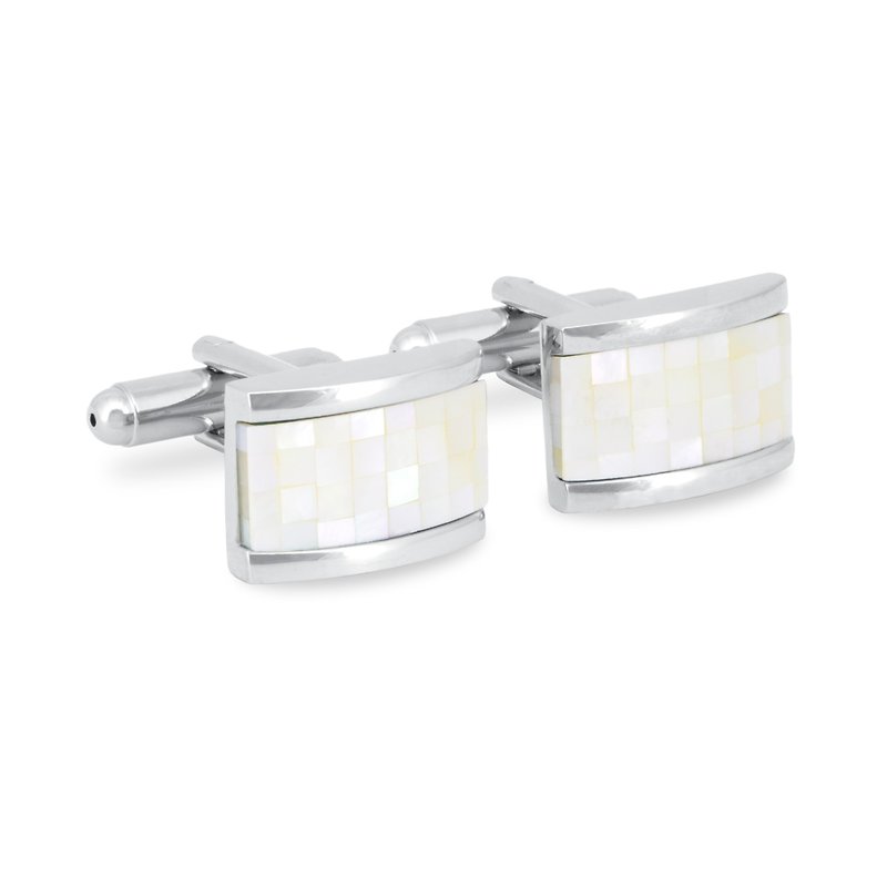 White Tiles Mother of Pearl Embed Cufflinks - Cuff Links - Pearl White