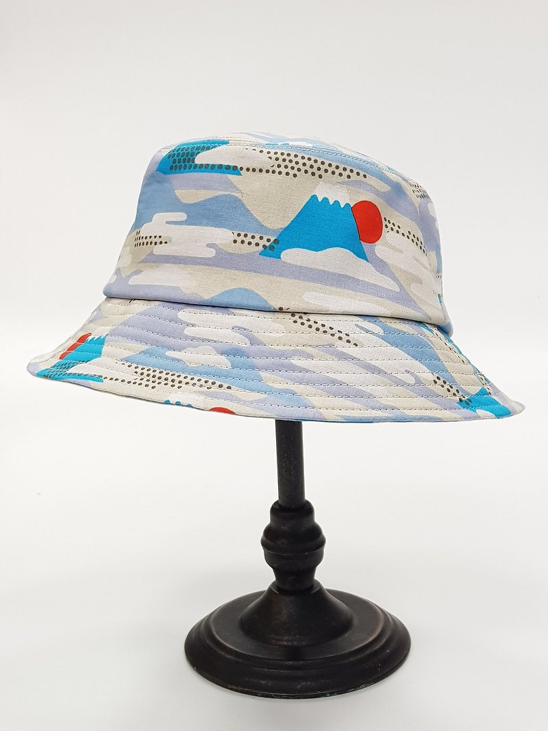 Classic Fisherman Hat - [Camouflage Mt. Fuji (Blue + Violet)] # Street Wenqing # Seasons Good Partner # Fisherman Hat - Hats & Caps - Cotton & Hemp Multicolor