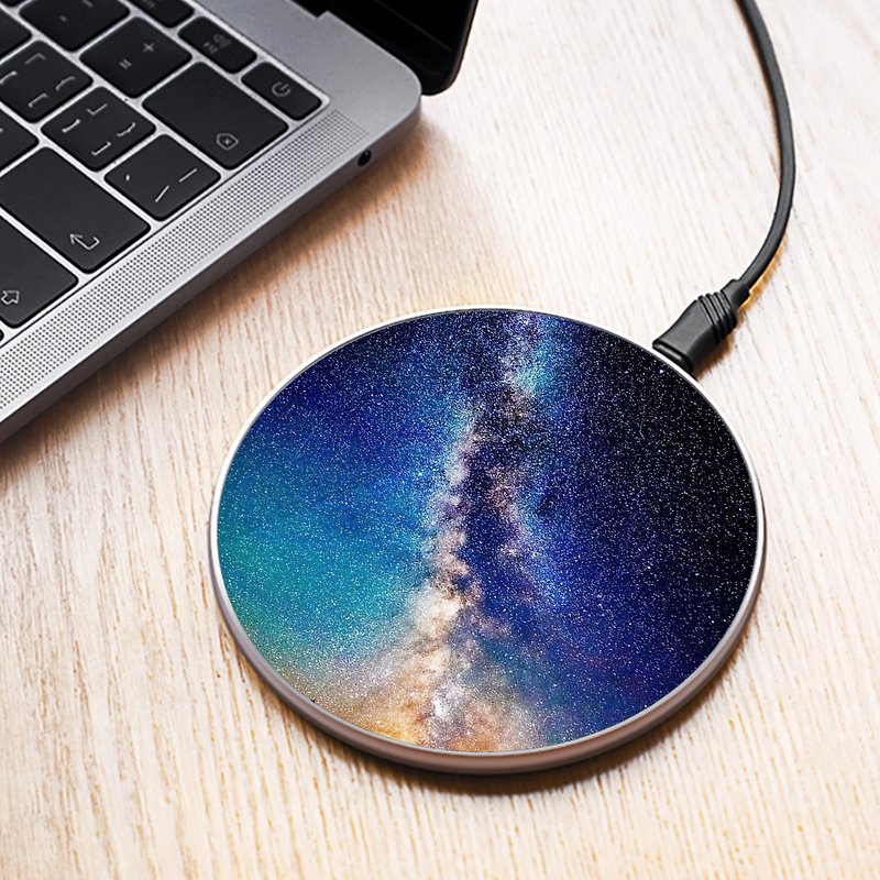 15W Milky Way Galaxy Cosmic Round Fast Wireless Charger WC-GL-03 - Phone Charger Accessories - Aluminum Alloy Blue