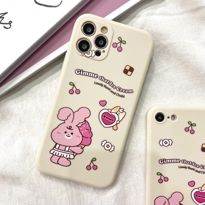 Sweet dessert bunny iPhone Galaxy Silicon Case - 手機殼/手機套 - 矽膠 咖啡色