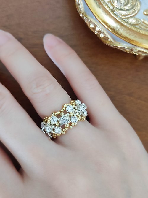 Rosa gallica | 編織珠寶飾品訂製 Versailles 戒指 - 手工編織珠寶