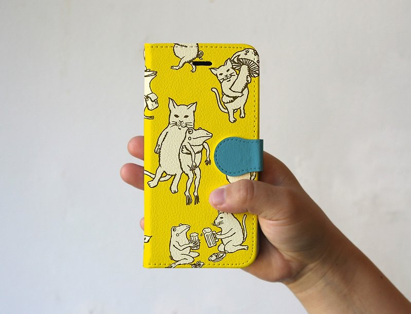 iPhone cover / notebook type Nakamatachi Yellow - Phone Cases - Polyester Yellow