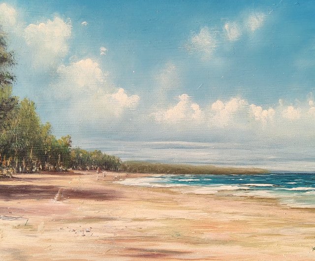 ラグナビーチ、カリフォルニア、オリジナル油絵、晴れた海の景色