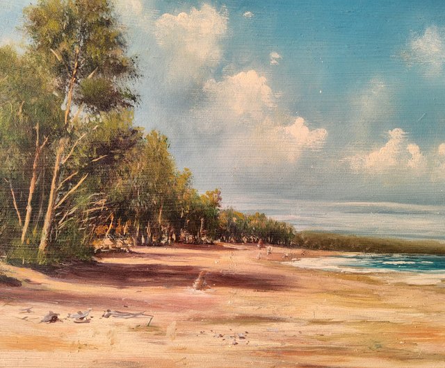油絵 絵画 【夕暮れのビーチ】 油絵 油彩 油彩画 絵 絵画【夕日の海辺】 絵画 HR 通販
