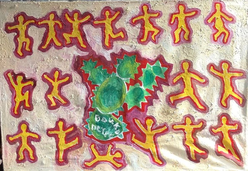 Victory Abstract Original Oil Painting on Fabric Wall Art Modernism Home Decor - 壁貼/牆壁裝飾 - 棉．麻 多色