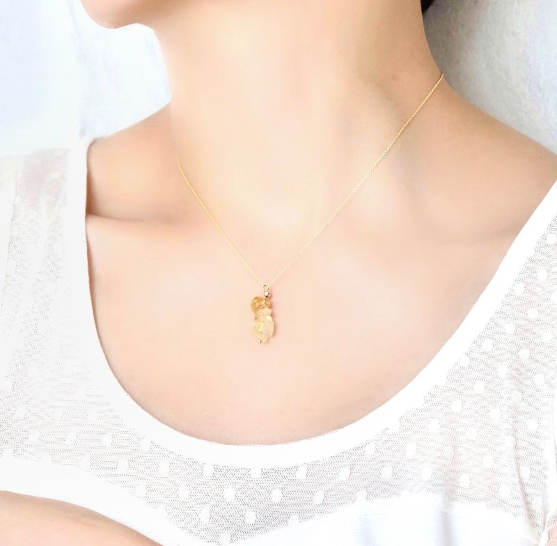 [Self Love Series] Citrine 14K gold-filled crystal necklace for good luck and wealth, customized gift - สร้อยคอ - คริสตัล สีเหลือง