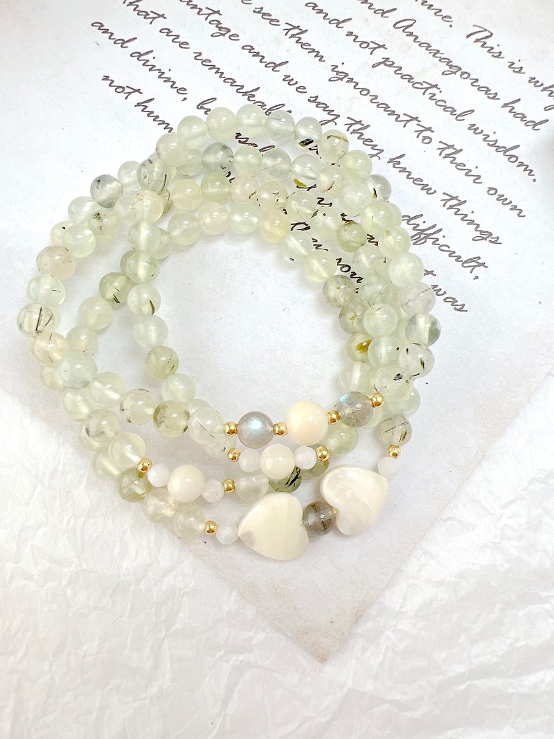[108 Rosary Beads Series] Grape Jade*Shell Beads*Moonstone * Rosary Beads Multi-Circle Bracelet - Bracelets - Crystal Green