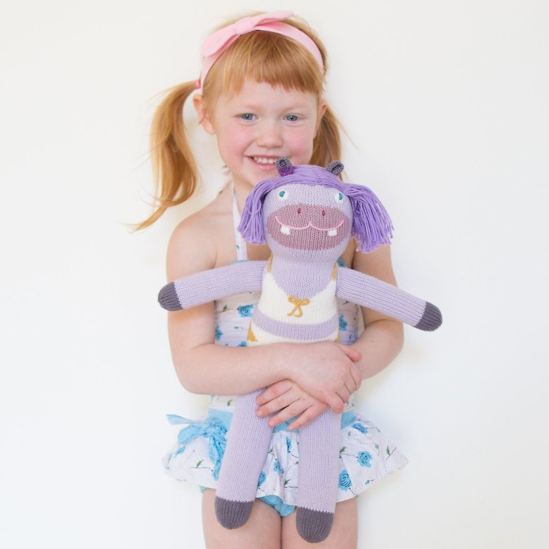 American Blabla Kids Pure Cotton Knit Doll (Small) Purple Hippos 1-04-034 - Kids' Toys - Cotton & Hemp Purple