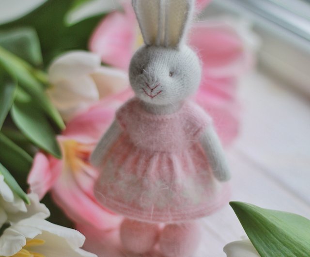 Knitted easter bunny rabbit family - Knitted stuffed dressed bunny rabbit  doll - Shop Toysknit Kids' Toys - Pinkoi