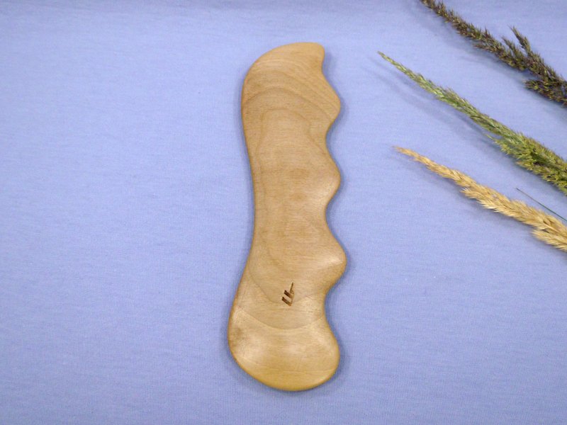 Gua Sha マッサージ木製ツール、歯付き中スクレーパー、木製マッサージ - 美顔ツール - 木製 ブラウン