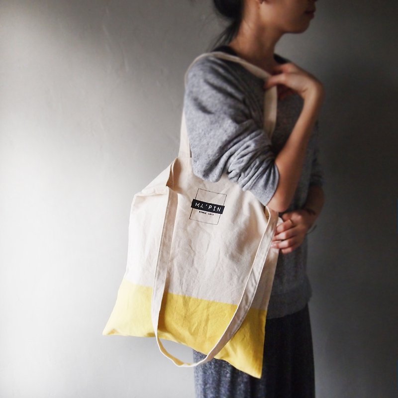 Ma'pin classic LOGO series Great segment dyed yellow / short strap long strap + - Messenger Bags & Sling Bags - Cotton & Hemp Yellow