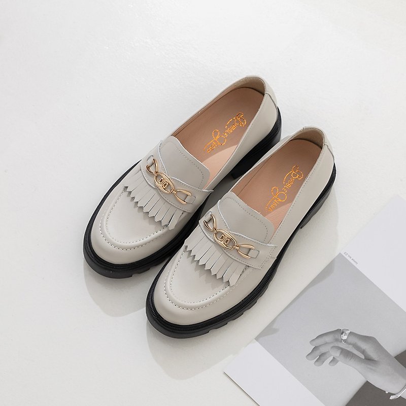Little Jenny Tassel Loafers-Moon White - Women's Oxford Shoes - Genuine Leather White