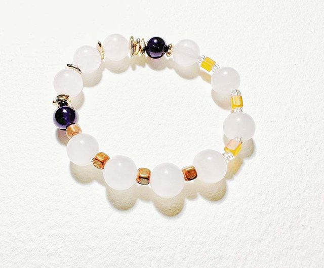 Natural white chalcedony positivity on sale bracelet