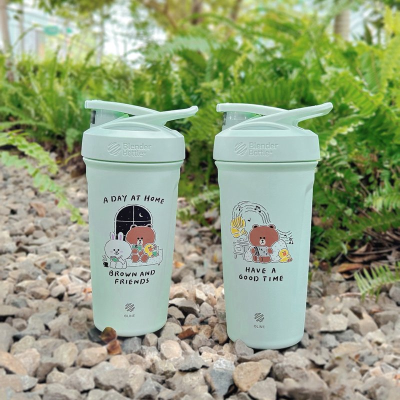 【BlenderBottle•LINE FRIENDS】Strada Stainless Steel shaker cup 24oz/710ml - กระบอกน้ำร้อน - สแตนเลส 