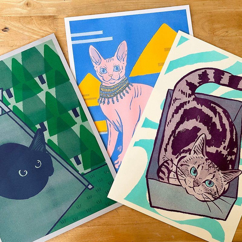 Everyone's Cutest Cat Hole Print A3 Poster D - โปสเตอร์ - กระดาษ หลากหลายสี