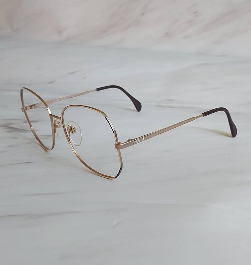 奧地利Silhouette 金邊鑲嵌黑色琺瑯 金屬鏡框 VINTAGE老品全新 - 眼鏡/鏡框 - 其他金屬 金色