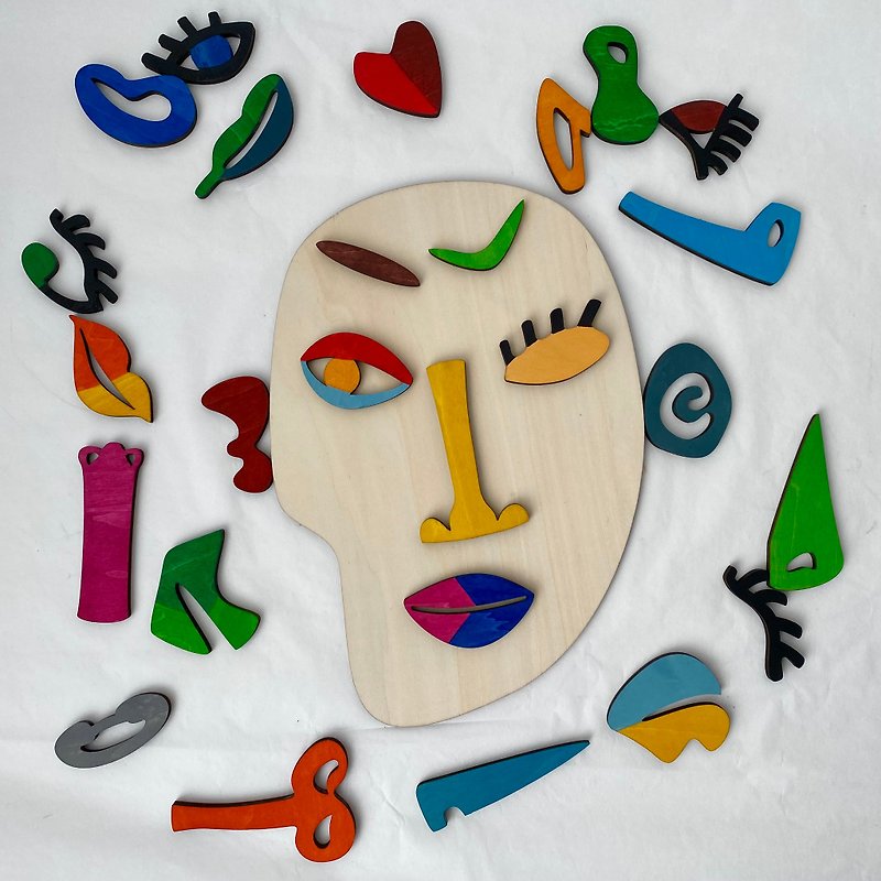 Make a face Emotions, montessori toy - ของเล่นเด็ก - ไม้ หลากหลายสี