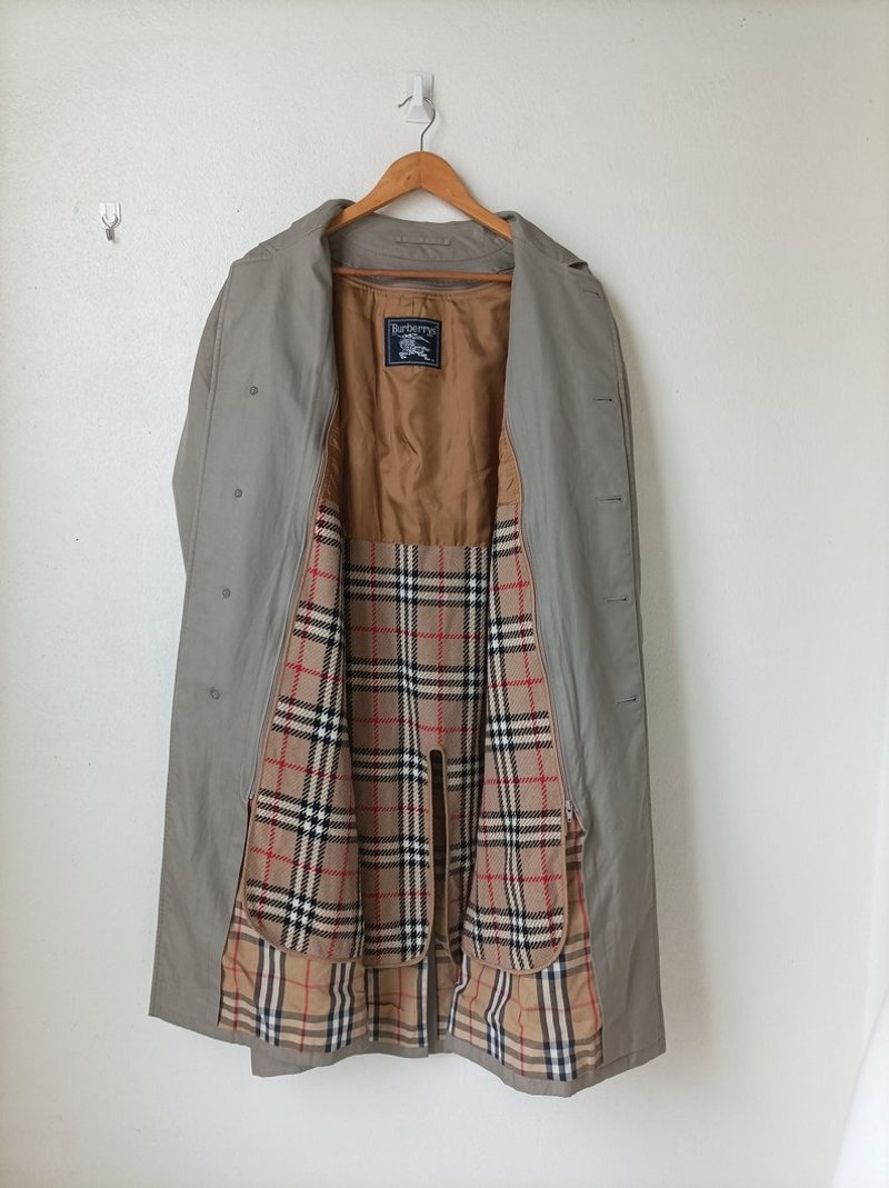 Vintage BURBERRYS Khaki Trench Coat With Removable Wool Liner / Size L Mens Tren - 女西裝外套 - 羊毛 