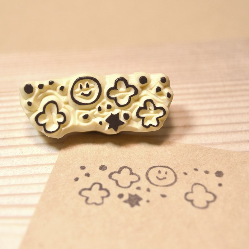 Smile little starry sky handmade rubber stamp - ตราปั๊ม/สแตมป์/หมึก - ยาง สีกากี