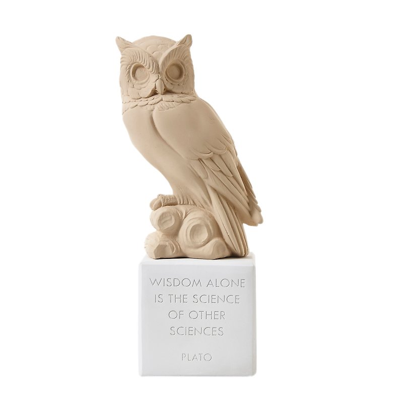 Ancient Greek Owl Ornament Sophia Owl (赭) - Handmade Ceramic Statue - Items for Display - Pottery Khaki