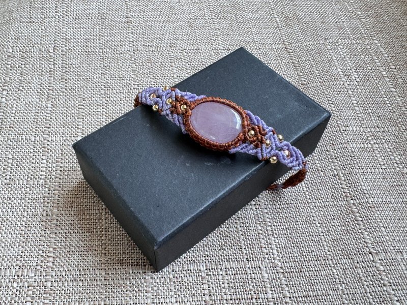 230642 Macrame South American Wax Thread Kunzite Bracelet - Bracelets - Semi-Precious Stones Purple