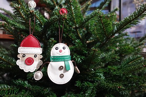 Fabula Design 手工皮革 及 珍珠飾品設計 聖誕禮物 聖誕老人與賣萌雪人鑰匙扣