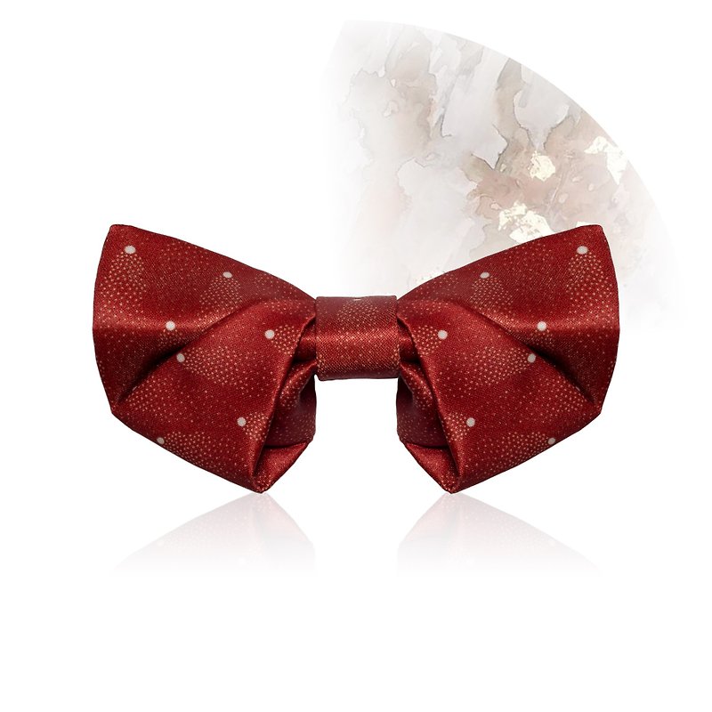 Style F0099 Red Mini Dots patt Bowtie -  Wedding Bowtie Folded style - เนคไท/ที่หนีบเนคไท - เส้นใยสังเคราะห์ สีแดง