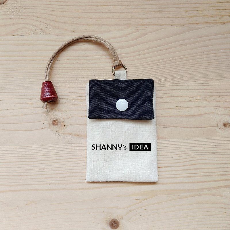 Customized | card bag / youyou card holder (color buckle) - ที่ใส่บัตรคล้องคอ - ผ้าฝ้าย/ผ้าลินิน ขาว