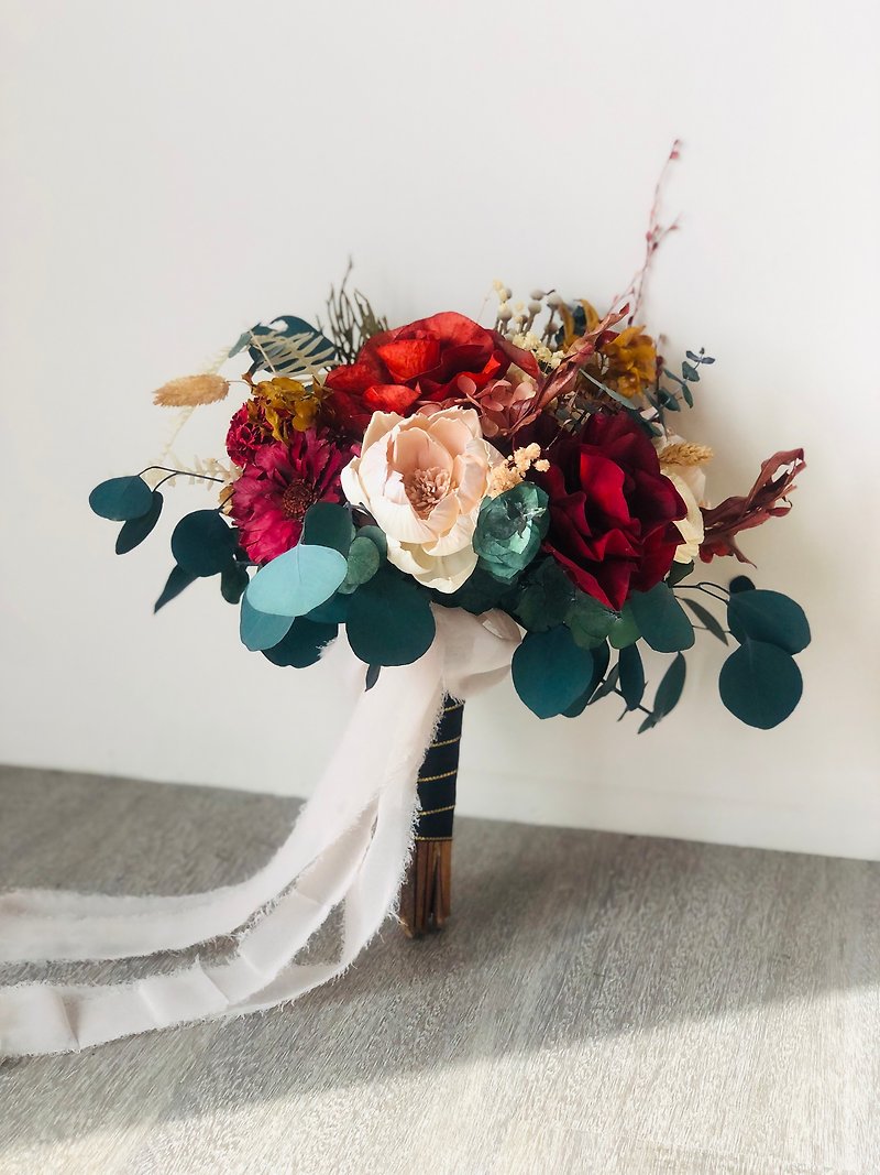 Ocher Bridal Bouquet Korean Bouquet Proposal Wedding Dress - Dried Flowers & Bouquets - Plants & Flowers Red