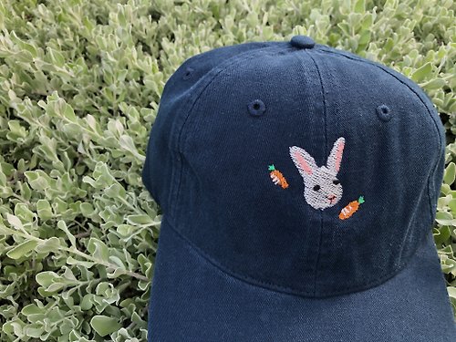 WASHINGMACHINE’s vacation Rabbit Carrot-Embroidery cap / Dark Blue,Light Blue Denim【雙 11 限定】