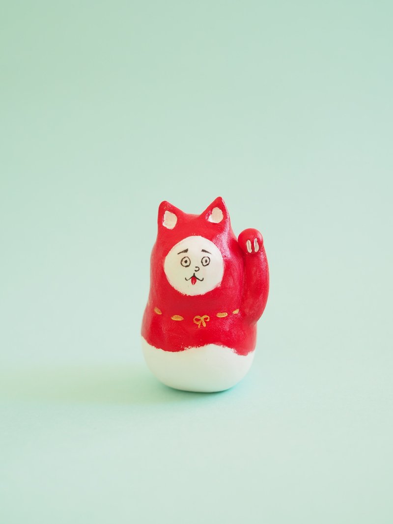 lucky cat hood - 公仔/玩偶 - 黏土 紅色