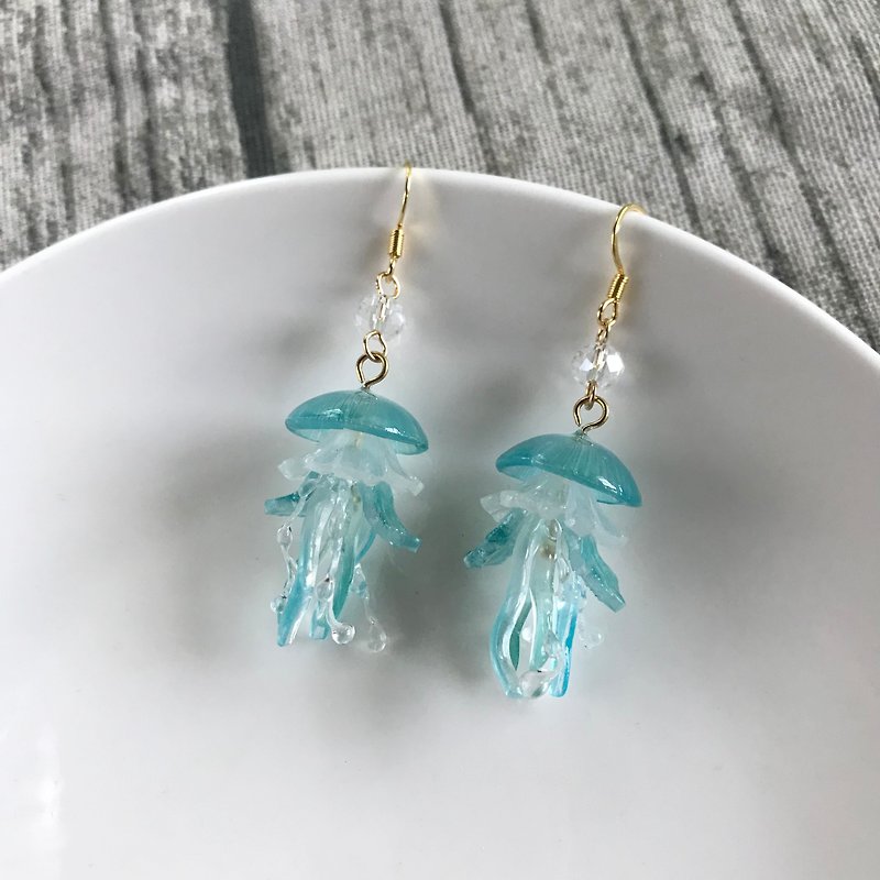 Lake Green Jellyfish Earrings - Earrings & Clip-ons - Plastic Green