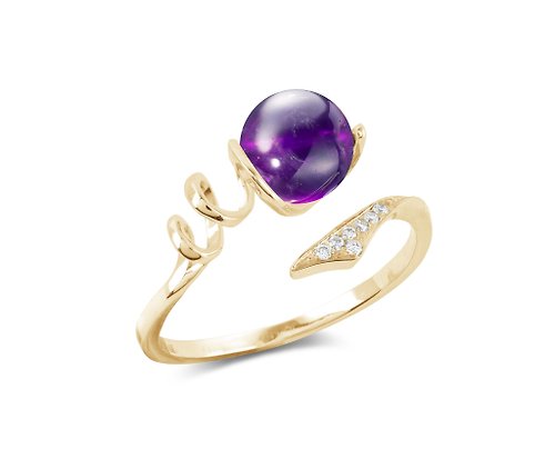 Majade Jewelry Design 紫水晶獨特求婚戒指 14k黃金鑽石彗星結婚戒指 簡約星空定情指環