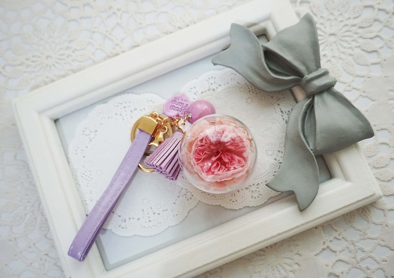 Not withered. Eternal Flowers - Austin Rose Ball Key Key Chains -*Exchange Gifts*Valentine's Day*Wedding*Birthday Gifts*Graduation*Photographed Props Wedding Cereals - Keychains - Acrylic Purple