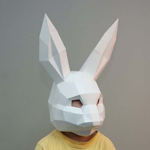 問創 Ask Creative DIY手作3D紙模型擺飾 面具系列 - 兔子面具 (幼幼款)(4色可選)
