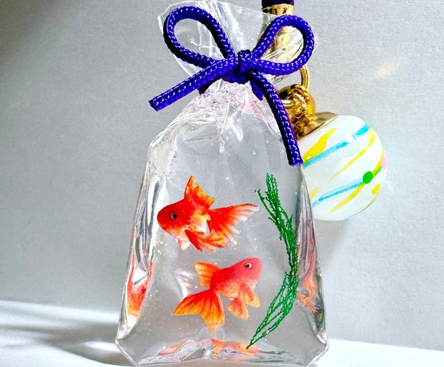 ミニ巾着袋⭐️金魚オイルチャーム⭐️キーチェーン⭐️インテリア⭐️21個セット⭐️ ミニ巾着袋⭐️金魚オイルチャーム⭐️キーチェーン