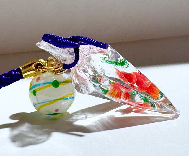 ミニ巾着袋⭐️金魚オイルチャーム⭐️キーチェーン⭐️インテリア⭐️21個セット⭐️ 受注制作 縁日の金魚袋 キーホルダー ミニチュア - ショップ