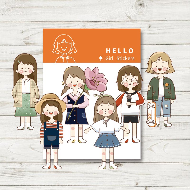 Girl sticker set / 6 into - สติกเกอร์ - กระดาษ หลากหลายสี