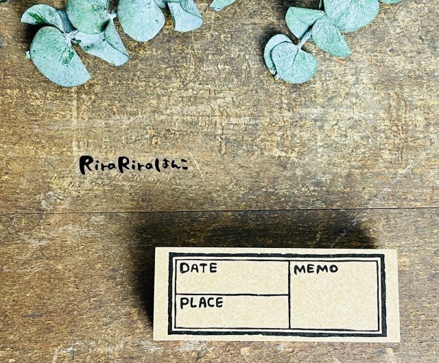 スタンプ帳やアルバム整理に!】日付メモ枠*ラバースタンプ*30mmx80mm