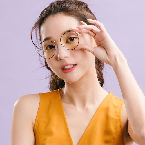 ALEGANT 時尚墨鏡│濾藍光眼鏡 角宿的金色時代│輕量金飾黑圓細框光學記憶鏡腳UV400濾藍光眼鏡