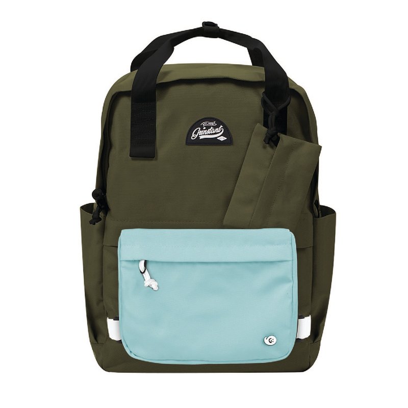 Grinstant Mix and Match Detachable 15.6" Backpack - Adventure Series (Military Green and Light Blue) - กระเป๋าเป้สะพายหลัง - เส้นใยสังเคราะห์ สีเขียว