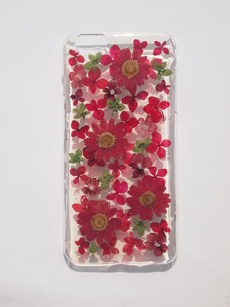 Anny's workshop手作押花手機保護殼，適用於iPhone 6 plus, 耶誕快樂(2016舊品出清) - 手機殼/手機套 - 塑膠 紅色