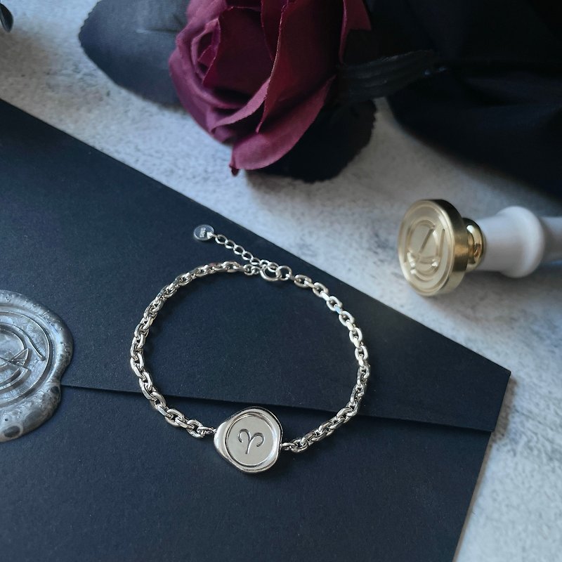 Horoscope • Zodiac sign • 925 sterling silver bracelet • Lucky bracelet • Sealing Wax - สร้อยข้อมือ - เงินแท้ สีเงิน